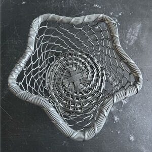 STAR Wire Basket Metal Bowl Shaped Silver Tone Woven Holiday Serving Heavy